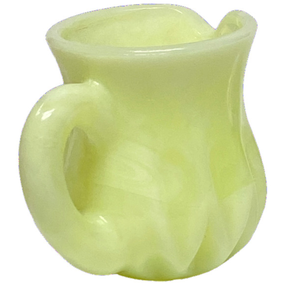 Mini Cream Vaseline Boyd Glass Pitcher Toothpick Holder 2000 Lemon Splash GLOWS - Picture 7 of 15